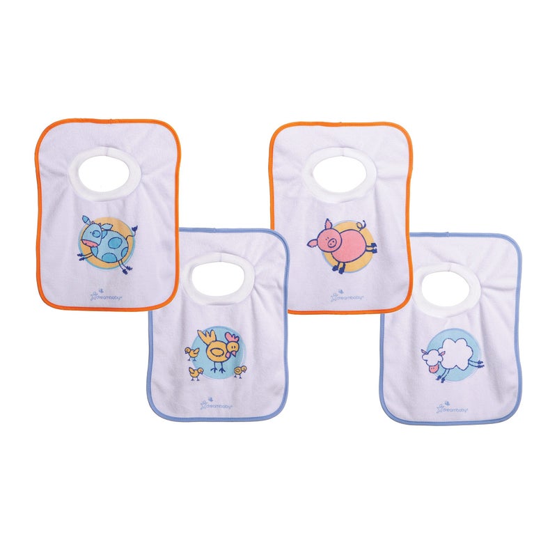 dreambaby Dreambaby Terry Cloth Cotton Pullover Baby Bibs for Teething Feeding and Drooling Super Absorbent Extra Soft Machine Washable Farm Animals