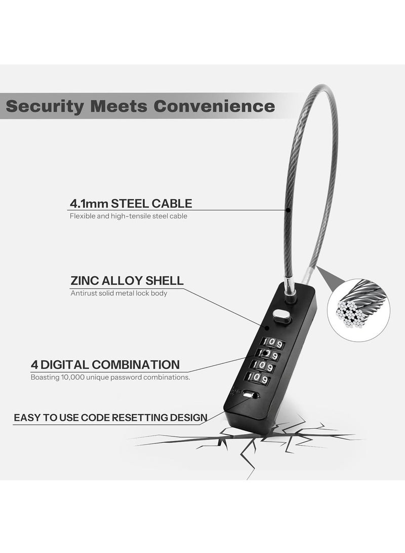 Combination Lock, 4 Digit Password Cable Lock for Bicycle Scooter Motorcycle Helmet Anti-Theft, About 30.0cm Cable Chain, Combination Travel Lock with Password for Luggage, Refrigerator, Fence Door, Cabinet, Locker - Image 5