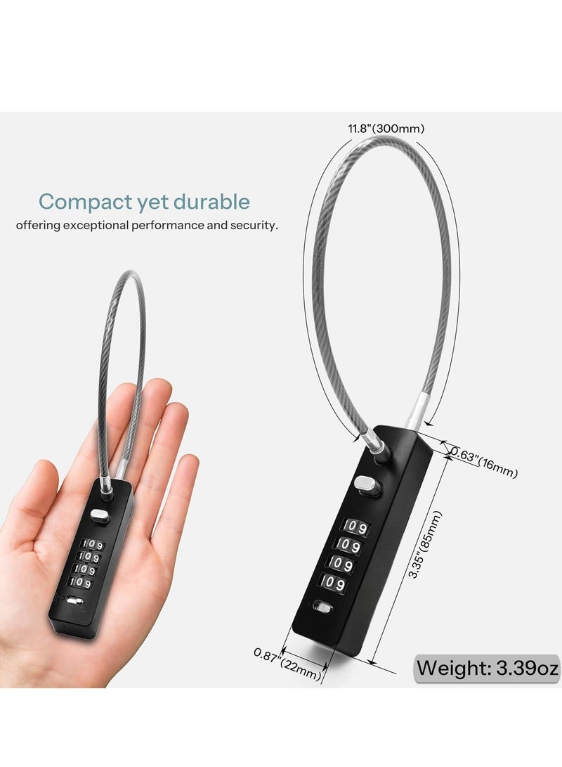 Combination Lock, 4 Digit Password Cable Lock for Bicycle Scooter Motorcycle Helmet Anti-Theft, About 30.0cm Cable Chain, Combination Travel Lock with Password for Luggage, Refrigerator, Fence Door, Cabinet, Locker - Image 4