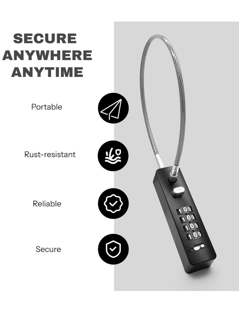 Combination Lock, 4 Digit Password Cable Lock for Bicycle Scooter Motorcycle Helmet Anti-Theft, About 30.0cm Cable Chain, Combination Travel Lock with Password for Luggage, Refrigerator, Fence Door, Cabinet, Locker - Image 2