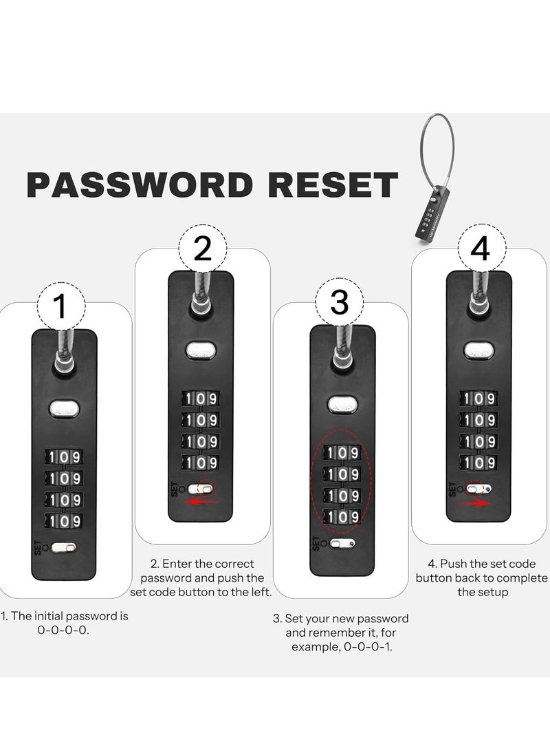 Combination Lock, 4 Digit Password Cable Lock for Bicycle Scooter Motorcycle Helmet Anti-Theft, About 30.0cm Cable Chain, Combination Travel Lock with Password for Luggage, Refrigerator, Fence Door, Cabinet, Locker - Image 3