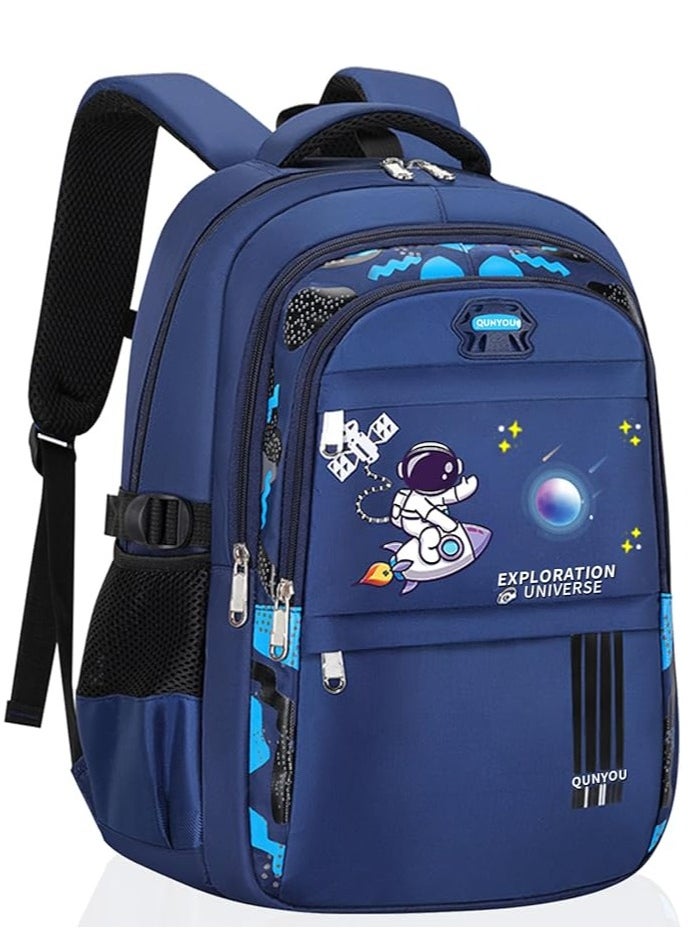 Yoawllty School Bag for Boys, Space Backpack for Boys Kids Elementary School Bags Middle Primary School Book Bag Lightweight School Bag for Students (Blue) 