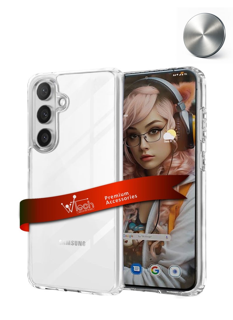 Wtech Samsung Galaxy S24 5G 2024 Airbag Case Series Premium Transparent Airbag Shockproof Anti-Yellowing With Free Iron Plate Case Cover - Clear  - Image 1