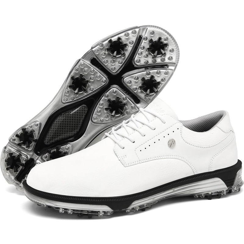 ULTIANT Mens Golf Shoes Traditions Spikeless Size 7.5-13(White,44) - Image 1