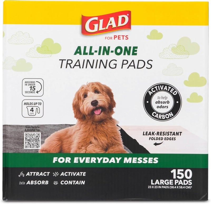 Glad for Pets Black Charcoal Puppy Pads | Puppy Potty Training Pads That ABSORB & NEUTRALIZE Urine Instantly | New & Improved Quality, 150 count - Image 1