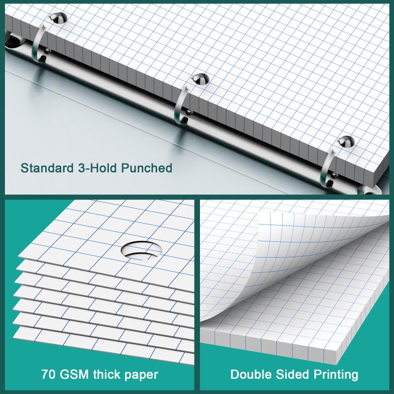 Ciphyfee Loose Leaf Graph Paper Notebook 8 X 10.5, 120 Sheets Graphing Paper Note padsï¼Œ3 Hole Punchedï¼Œ4x4 Quad Ruled Grid Writing Pads, 10-1/2" X 8 Binder Filler Paper For, Engineering, Office, School - Image 4