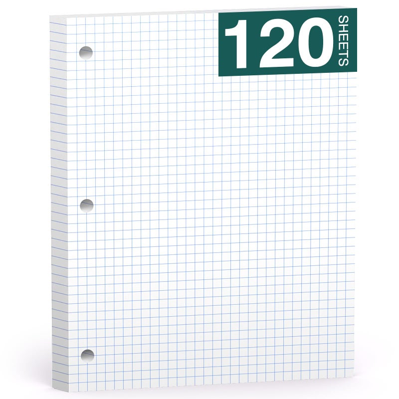 Ciphyfee Loose Leaf Graph Paper Notebook 8 X 10.5, 120 Sheets Graphing Paper Note padsï¼Œ3 Hole Punchedï¼Œ4x4 Quad Ruled Grid Writing Pads, 10-1/2" X 8 Binder Filler Paper For, Engineering, Office, School - Image 1