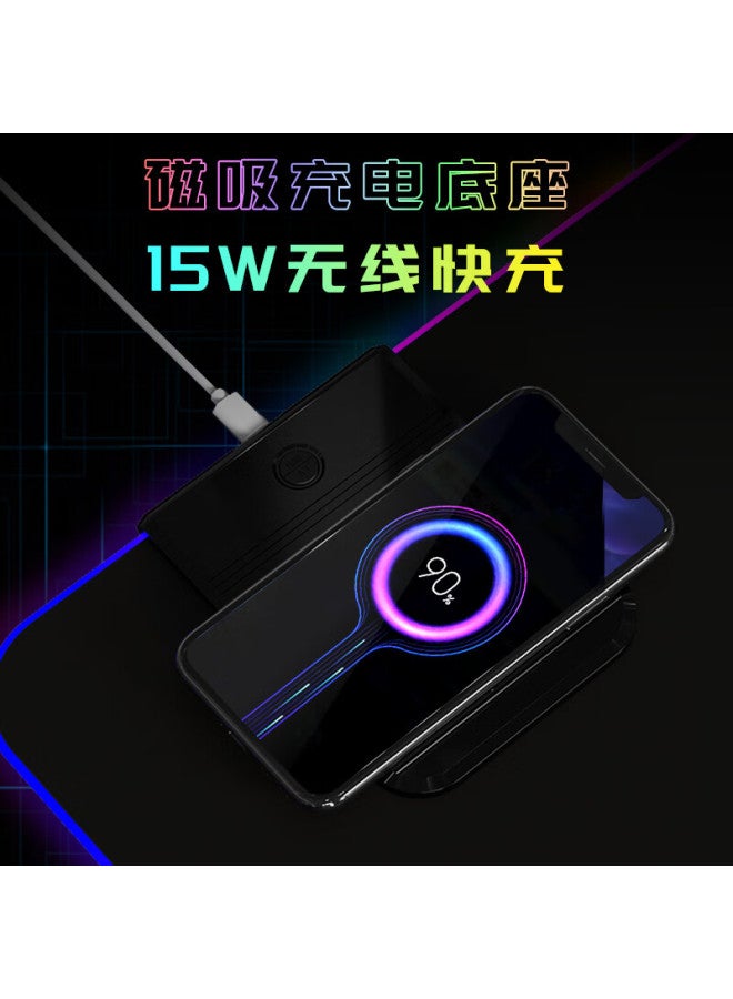 D.rob Wireless Charging Mouse Pad 15w Wireless Apple Fast Charge Rgb Lighting Gaming Wireless Charging Large Mouse Pad Desk Pad Black Compatible With Apple, Huawei, Samsung - Image 3