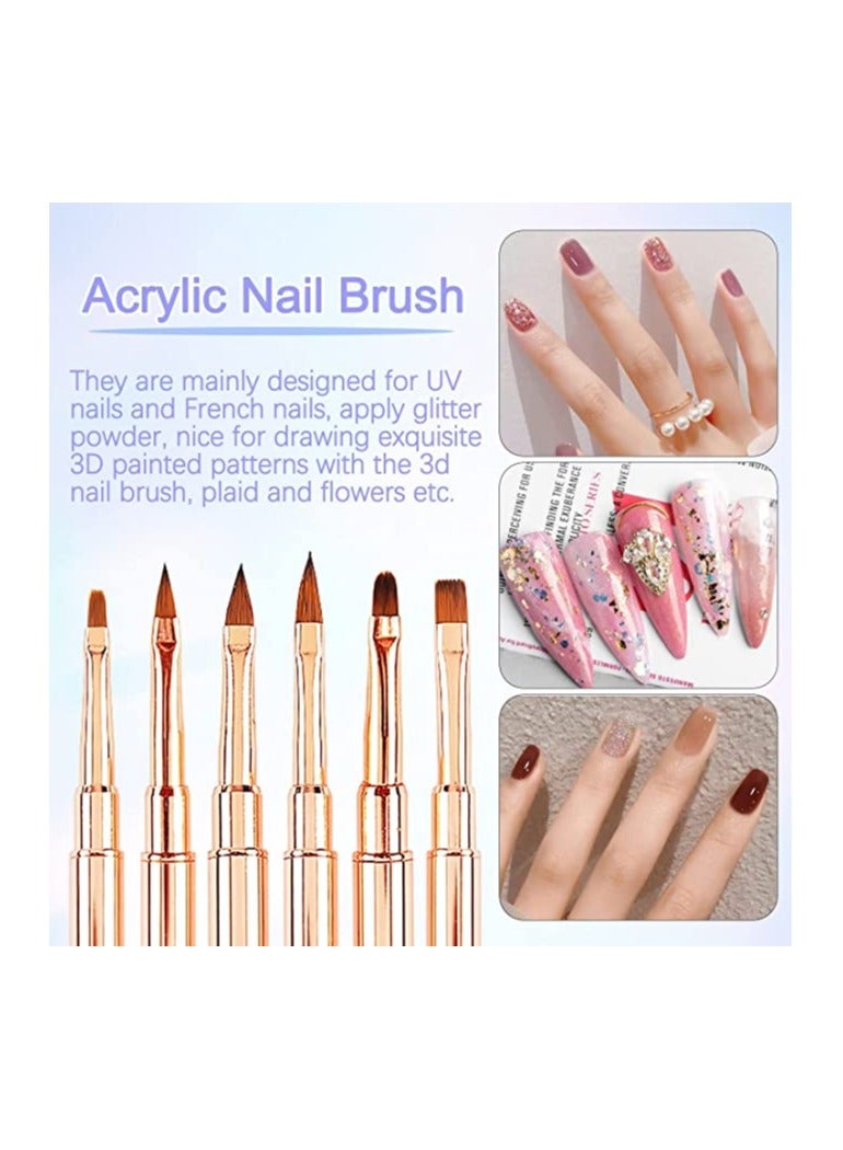 5pcs Double-Ended Acrylic Nail Art Brushes Set for Gel Polish Design, Liner Brush, and Dotting Pen for DIY Manicure at Home or Salon (Rose Gold) - Image 2