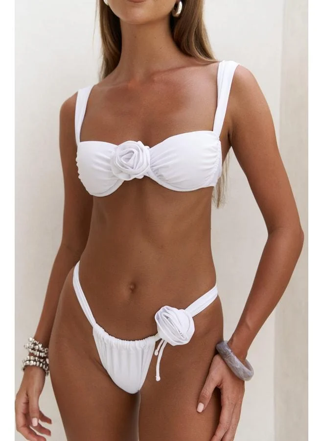 Bohemai  Lara's Flower Detailed White Bikini Bottom. for Women | Best Price UAE