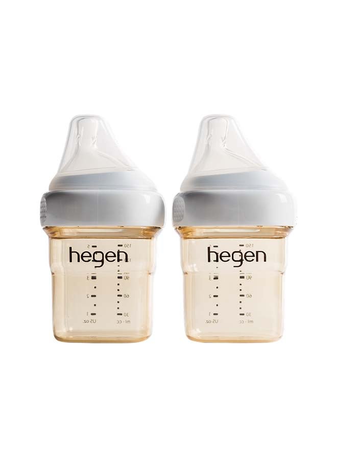 150ml/5oz Feeding Bottle with 2x Slow Flow Teat,Press-to-Close, Twist-to-Open (PCTO™) Lid, Breast-Like Teat, PPSU (Polyphenylsulfone) Material, Anti-Colic, BPA-Free, 1–3 Months, 2 Pack