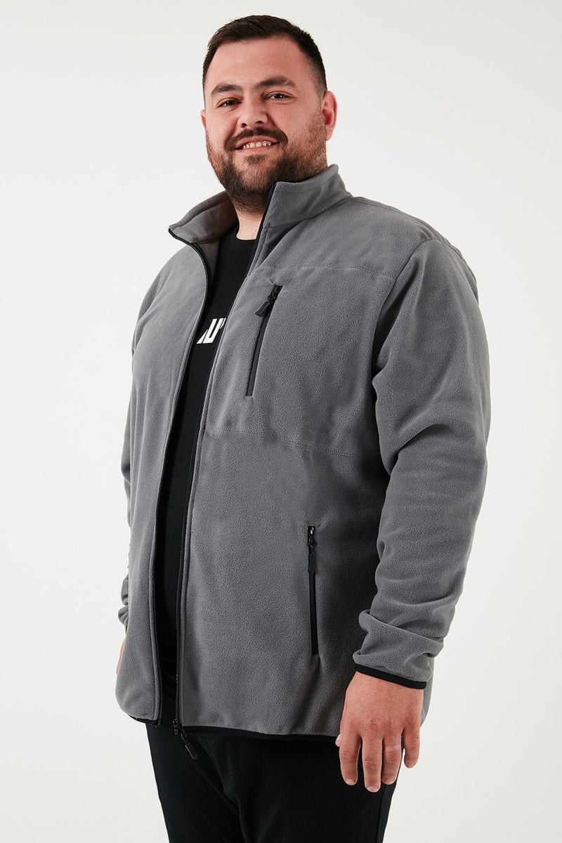 Buratti Regular Fit Stand Collar Zippered Plus Size Polar Fleece Cardigan Men's Cardigan 5906028B  - Image 5