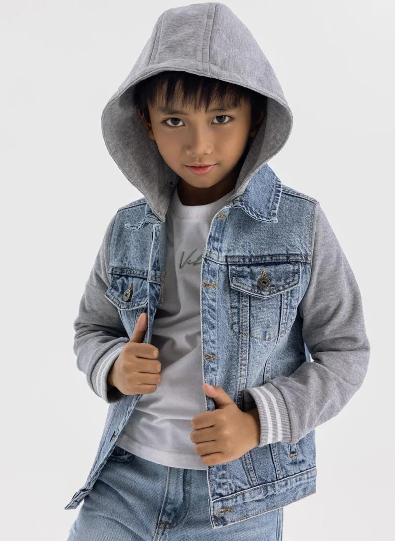MINOTI Kids' Denim Jacket with Hood