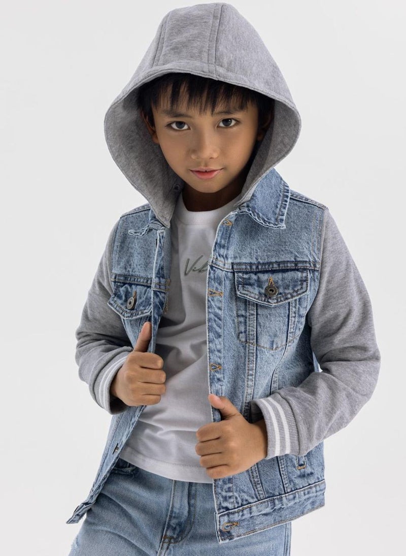 MINOTI Kids' Denim Jacket with Hood  - Image 2