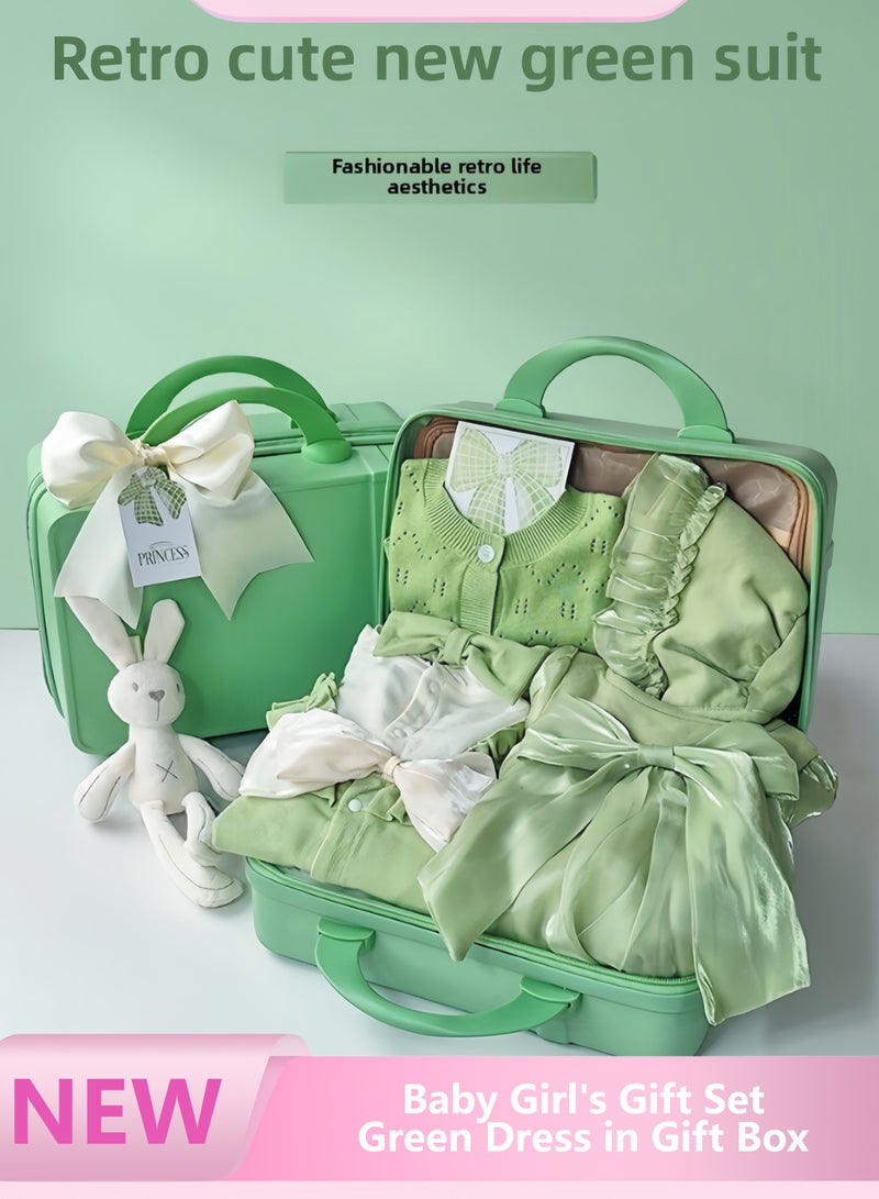 Baby Girl's Gift Set: Green Dress in Gift Box.  - Image 1