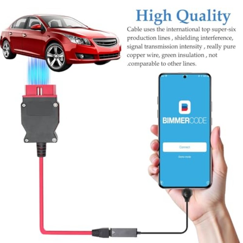 ENET OBD2 Diagnostic Cable for BMW F/G/I Series and VW Audi, 6.5ft CAT5E with USB-C Adapter, Compatible with ISTA/ESYS Programming and Coding - Image 4