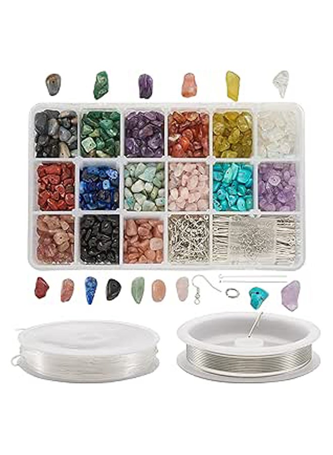 Beadthoven 900Pcs Natural Gemstone Beads Irregular Crystal Chips Stones Kit with Earring Hooks Elastic Crystal String Thread Eye Pins Heads Pins Jump Rings Jewelry Wire for DIY Jewelry Making Supplies  - Image 1