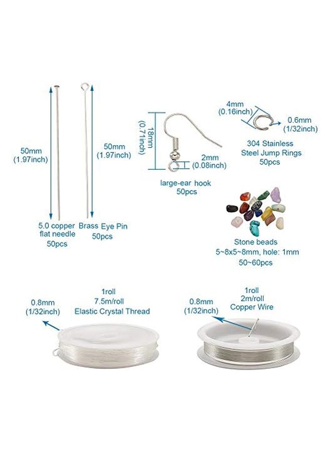 Beadthoven 900Pcs Natural Gemstone Beads Irregular Crystal Chips Stones Kit with Earring Hooks Elastic Crystal String Thread Eye Pins Heads Pins Jump Rings Jewelry Wire for DIY Jewelry Making Supplies  - Image 3