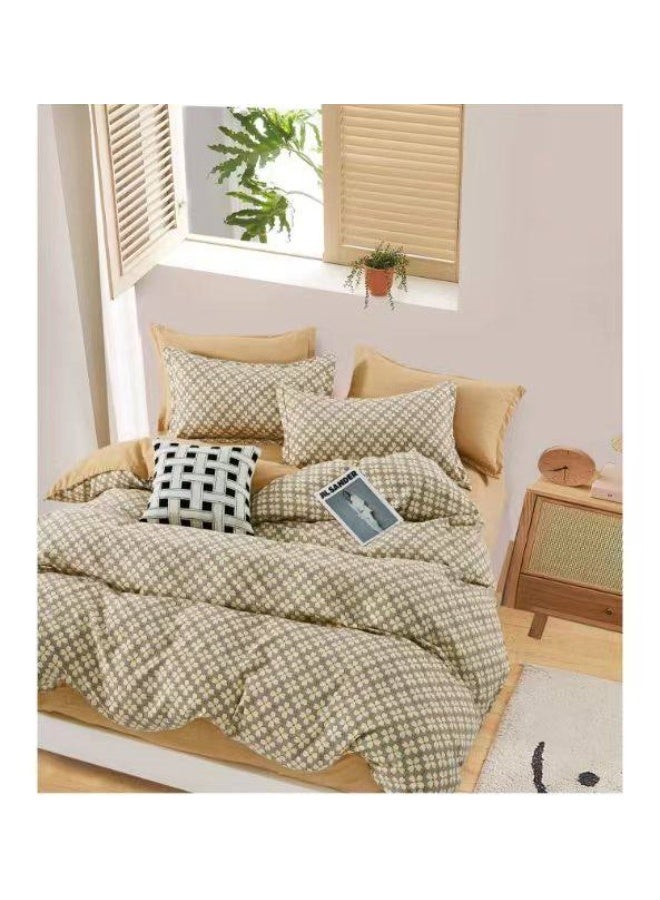 Single Size 4-Piece Cotton Bed Set – Duvet Cover 160x210 cm, Fitted Sheet 120x200+25 cm & 2 Pillow Covers – Soft Comfortable Bedding