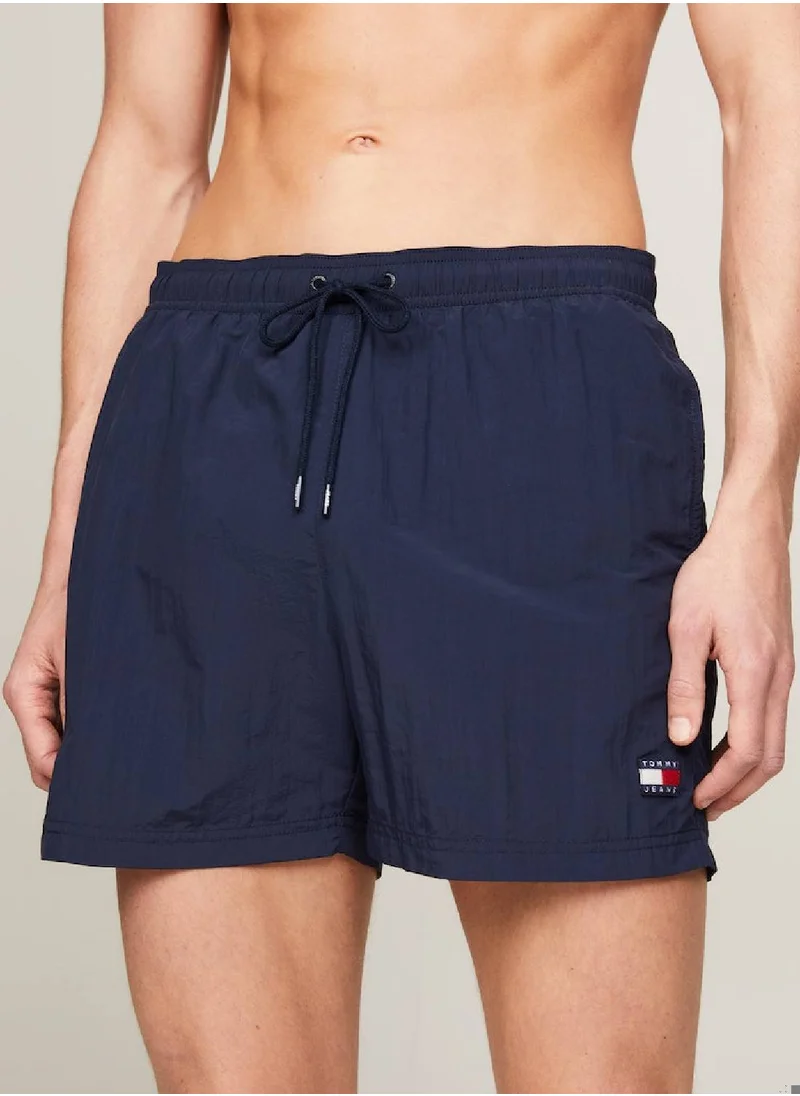 TOMMY JEANS Men's Heritage Mid Length Crinkle Swim Shorts - Nylon, Blue