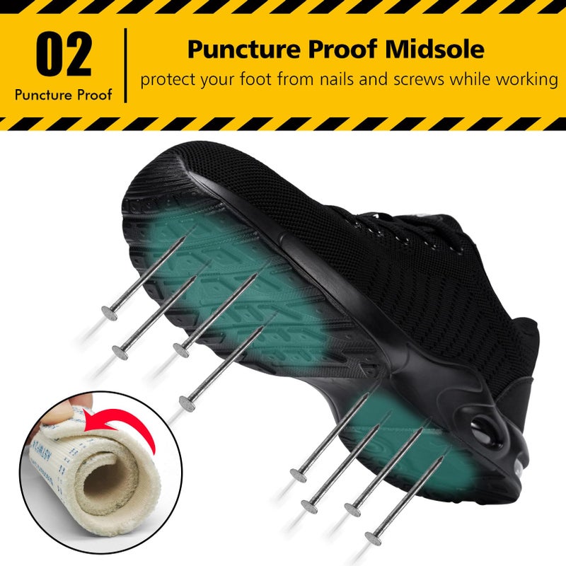 Tinefiy Steel Toe Shoes for Women Lightweight Safety Shoes Comfortable Slip Resistant Indestructible Shoe Womens Puncture Proof Work Shoe Size 5 - Image 3