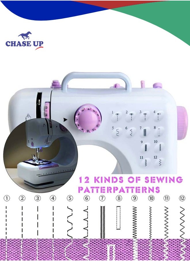 Chase Up - Sewing Machine Electric 12-Built-in Stitches Mode Portable Mini Swing Machine Stitching machine, 2 Speed Mode sewing machines with Foot Pedal tailoring machine, Light, Storage Drawer - Image 1