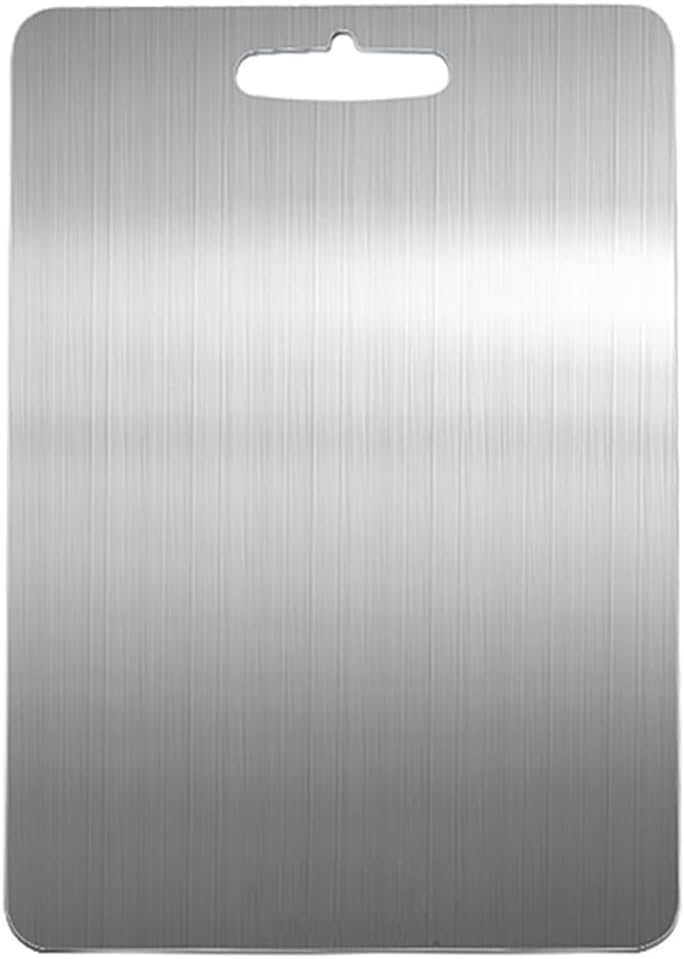 Maommadio ألواح تقطيع فولاذية غير سامة، ألواح تقطيع تيتانيوم للمطبخ - نظافة ومتانة فائقة، ألواح تقطيع من الفولاذ المقاوم للصدأ 304 بدرجة غذائية، لوح تقطيع فولاذي غير لاصق (كبير جداً) - Image 2