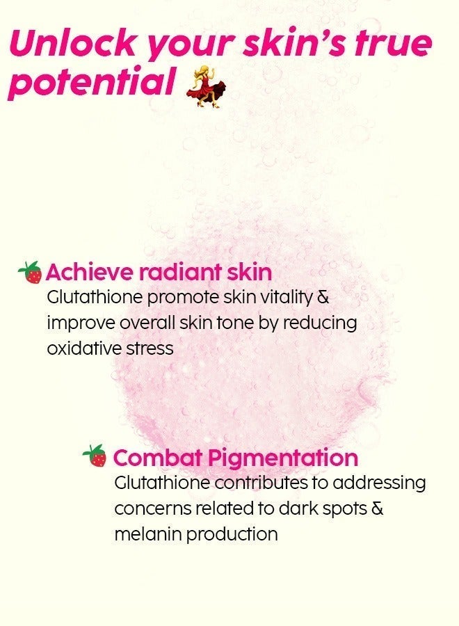 بليكس ذا بلانك فيكس 500 ملغ من الجلوتاثيون لتوهج البشرة 60 قرصًا فوارة لبشرة صافية وشابة، وتقليل التصبغ، وتلاشي البقع الداكنة، وترطيب البشرة | عبوة من 4 قطع، بنكهة الفراولة - Image 5