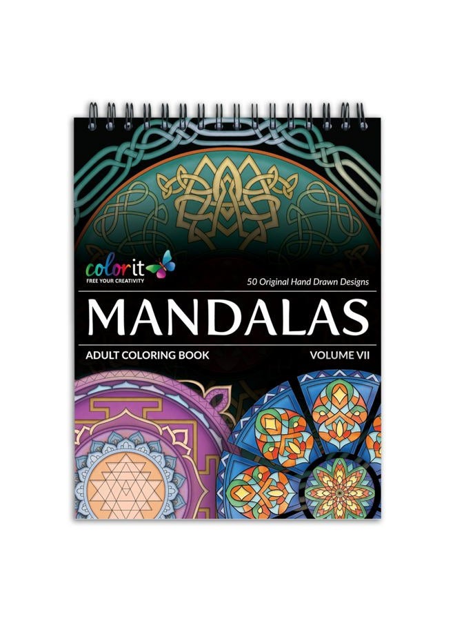 ColorIt Mandalas to Color, Volume VII Coloring Book for Adults 50 Cultural Mandala Patterns and Designs, Spiral Binding, USA Printed, Lay Flat Hardback Book Cover, Ink Blotter - Image 1