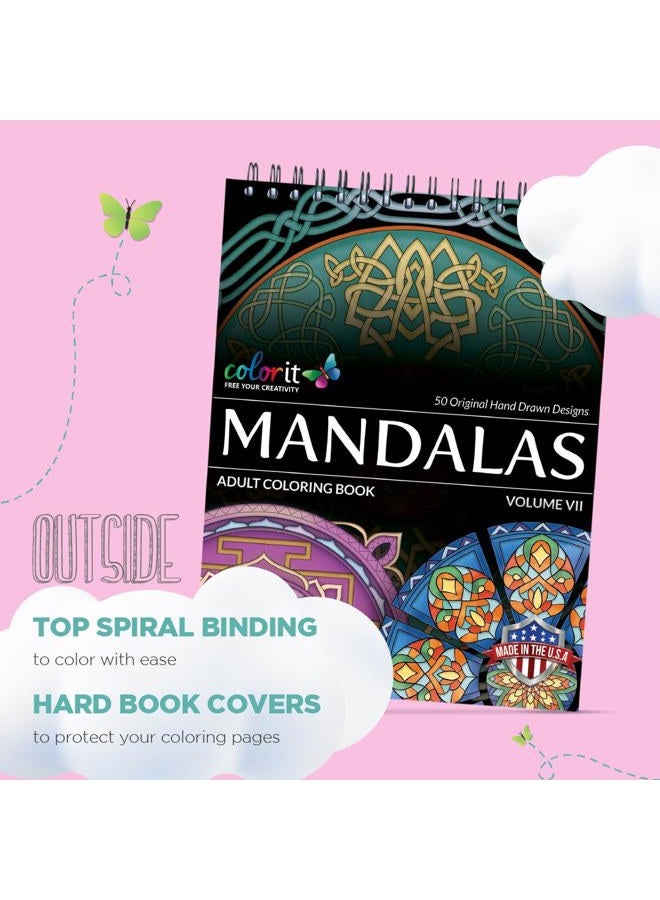 ColorIt Mandalas to Color, Volume VII Coloring Book for Adults 50 Cultural Mandala Patterns and Designs, Spiral Binding, USA Printed, Lay Flat Hardback Book Cover, Ink Blotter - Image 4