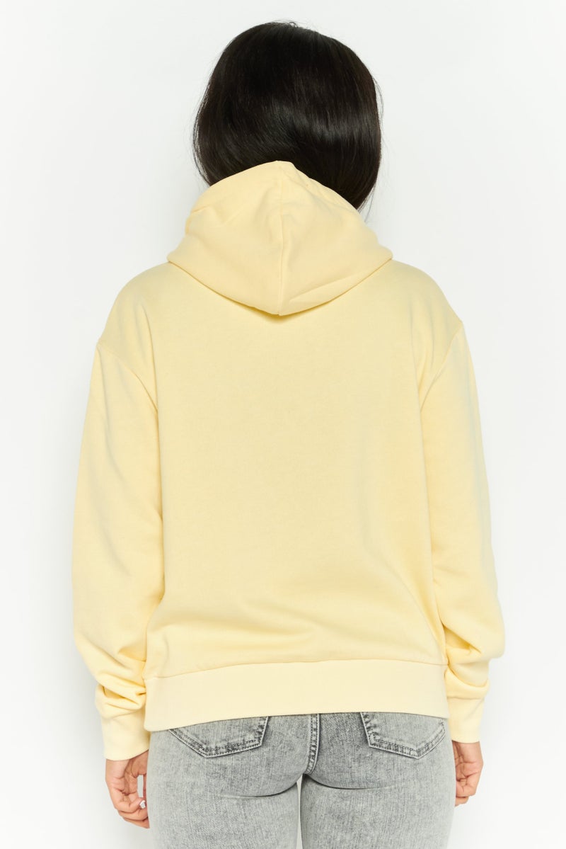 Mode by Redtape Women Graphic Print Long Sleeves Hooded Sweatshirt, Lemon  - Image 4