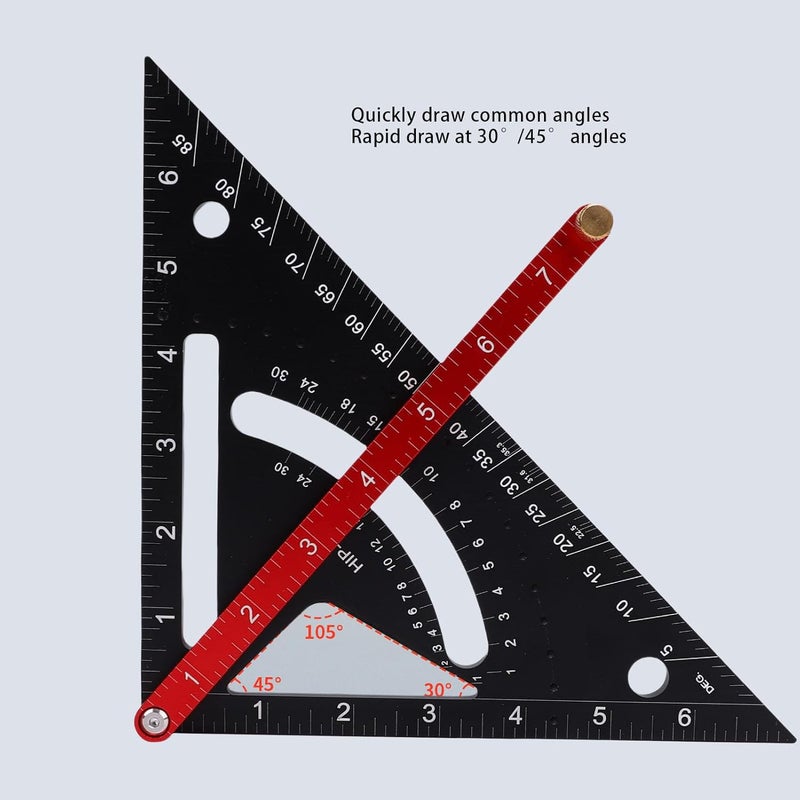 Aluminum Framing Square Tool With Double Sided Scale Adjustment Rod For 3045 Angles - Image 4