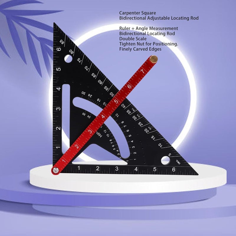 Aluminum Framing Square Tool With Double Sided Scale Adjustment Rod For 3045 Angles - Image 3