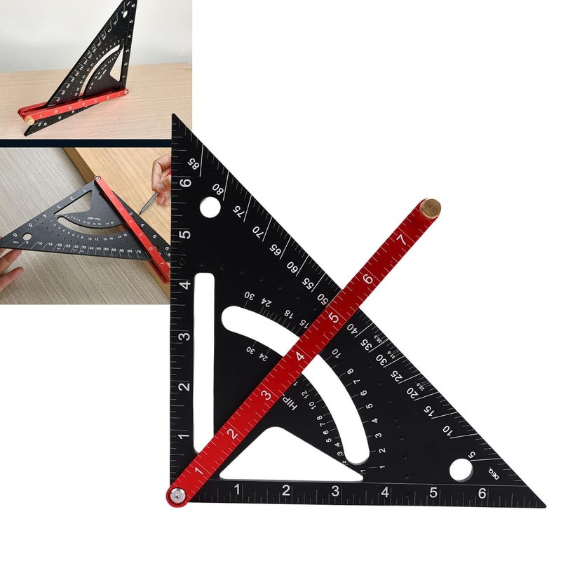 Aluminum Framing Square Tool With Double Sided Scale Adjustment Rod For 3045 Angles - Image 5