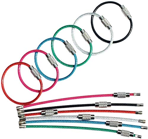 bayite Key Rings Stainless Steel Wire Keychains Lock Cable Heavy Duty Luggage Tags Loops Keepers 2mm Twist Barrel Pack of 12 (Cable length: 4 inches) - Image 1