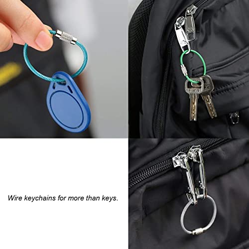 bayite Key Rings Stainless Steel Wire Keychains Lock Cable Heavy Duty Luggage Tags Loops Keepers 2mm Twist Barrel Pack of 12 (Cable length: 4 inches) - Image 4