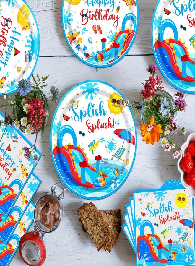 TEMYAXU Splish Splash Birthday Decorations, 60 Pcs Summer Party Tableware, Blue Beach Theme, Includes Plates & Napkins - Image 5