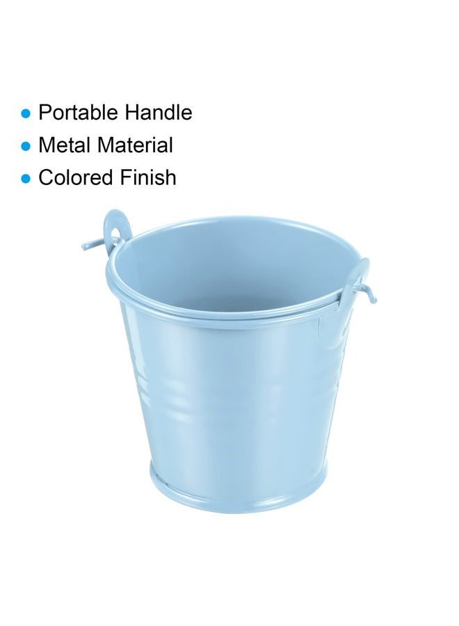 PATIKIL 2"x2" Small Metal Bucket, 6 Pack Mini Colorful Buckets Cute Candy Tiny Decorative Pails with Handles for Crafts Party Favors, Light Blue  - Image 5