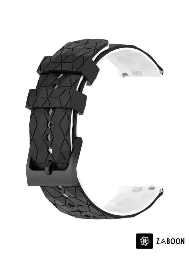 Zaboon Watch Band For Garmin Watch Band Forerunner Sq2 Music 20mm Football Pattern Two-Color Silicone (Black+White) - Image 2