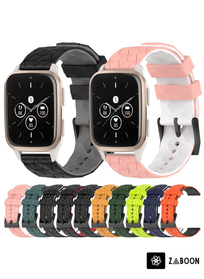 Zaboon Watch Band For Garmin Watch Band Forerunner Sq2 Music 20mm Football Pattern Two-Color Silicone (Black+White) - Image 3