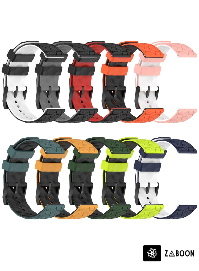 Zaboon Watch Band For Garmin Watch Band Forerunner Sq2 Music 20mm Football Pattern Two-Color Silicone (Black+White) - Image 5