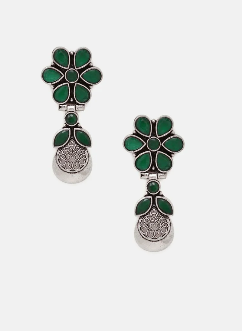 Priyaasi Emarld Oxidized Classic Drop Earrings