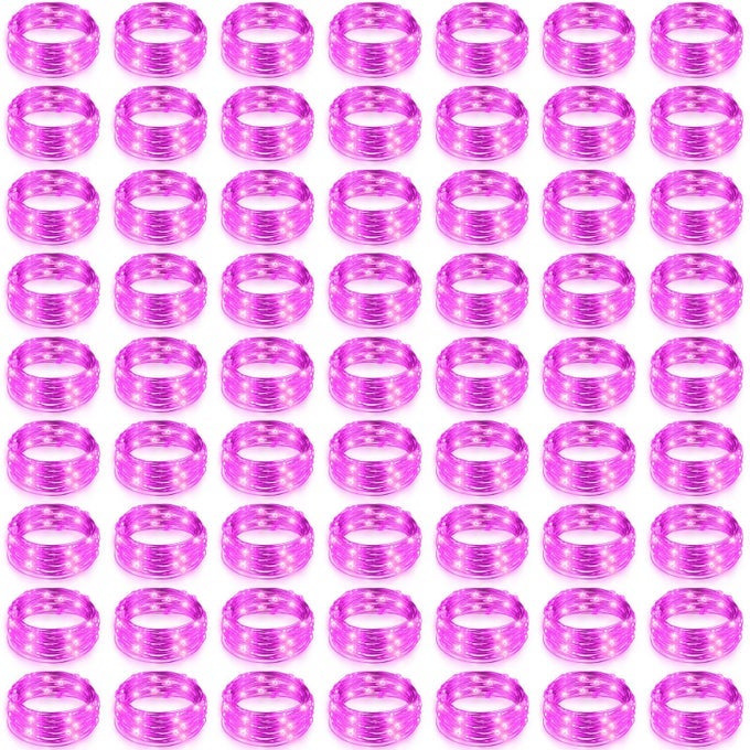 100 PACK FAIRY LIGHTS BATTERY OPERATED 3 SPEED MODES 7 FT 2 M 20 LED BATTERY STRING MINI WATERPROOF WIRE TWINKLE LIGHTS PARTY FAVORS FOR WEDDING BIRTHDAY VASES FLOWER DECORPINK LIGHT