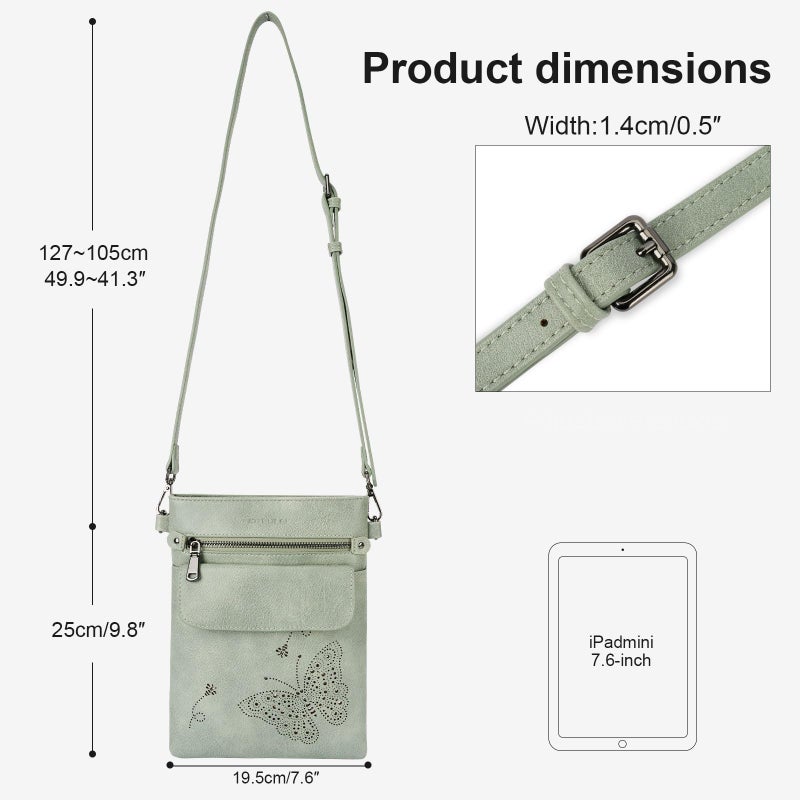 KITEVIUN Crossbody Bags for Women Vegan Leather Cross Body Purse with Adjustable Strap Multiple Pockets Shoulder Handbags GREEN - Image 4