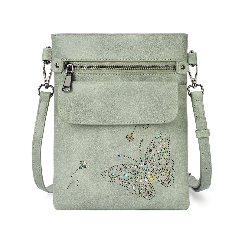 KITEVIUN Crossbody Bags for Women Vegan Leather Cross Body Purse with Adjustable Strap Multiple Pockets Shoulder Handbags GREEN - Image 1