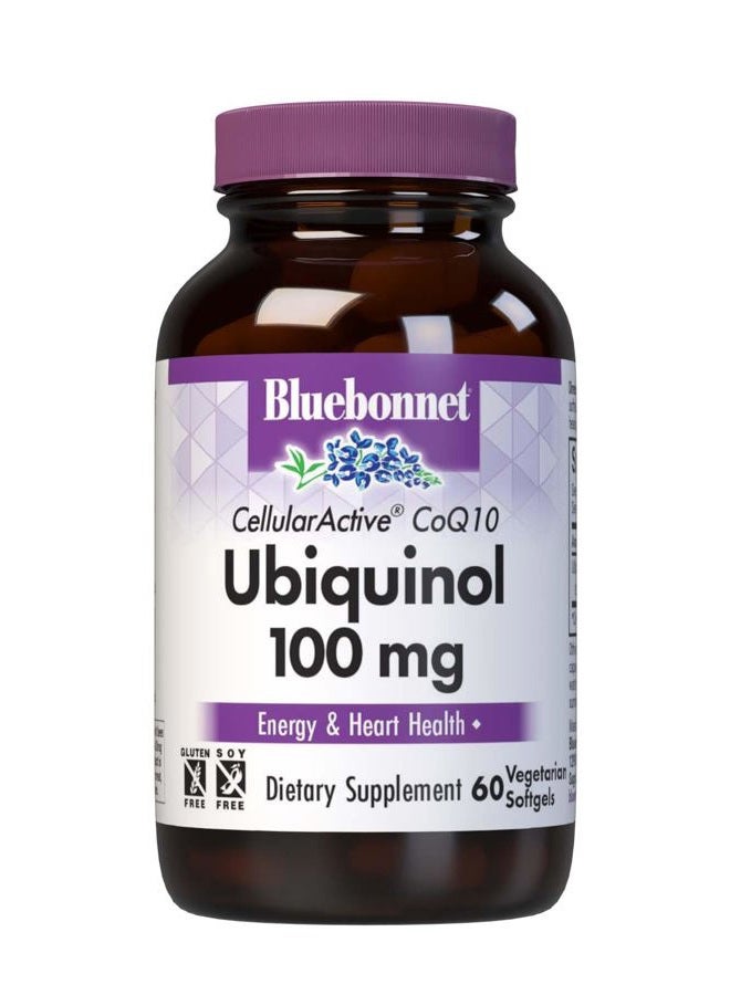 Bluebonnet كبسولات بلو بونيت النشطة من CoQ10 Ubiquinol النباتية، 100 ملغ، مارون، 60 حبة - Image 1