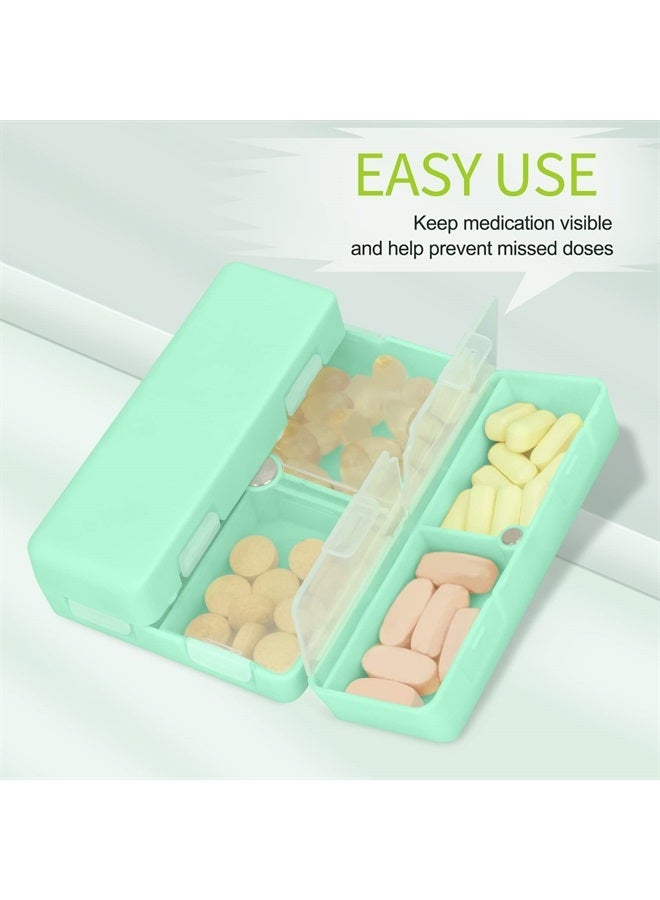 FYY Daily Pill Organizer [Folding Design], 7 Compartments Portable Travel Pill Case Box for Purse Pocket to Hold Vitamins,Cod Liver Oil,Supplements and Medication-Green - Image 5