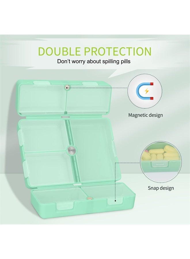FYY Daily Pill Organizer [Folding Design], 7 Compartments Portable Travel Pill Case Box for Purse Pocket to Hold Vitamins,Cod Liver Oil,Supplements and Medication-Green - Image 4