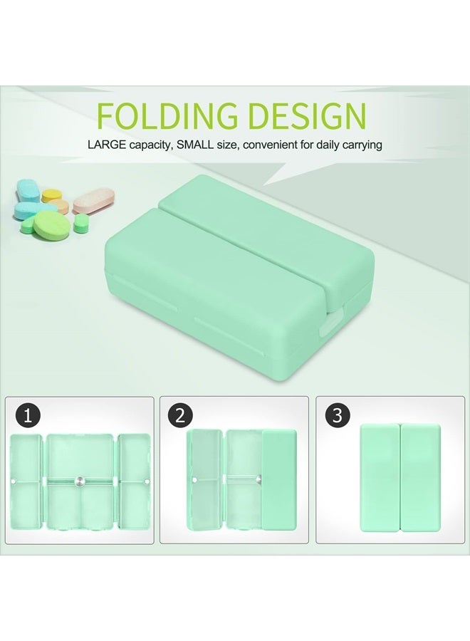 FYY Daily Pill Organizer [Folding Design], 7 Compartments Portable Travel Pill Case Box for Purse Pocket to Hold Vitamins,Cod Liver Oil,Supplements and Medication-Green - Image 3