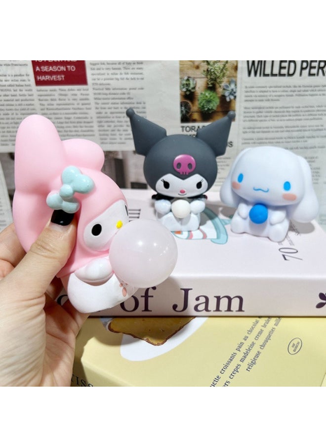 Generic - Sanrio Kulomi Blowing Bubbles Slow Rebound Decompression Artifact Vent Cartoon Decompression Pinch Music Non-toxic Stall-Color:[little Black Luo + Little Pink Rabbit] 2 Pack--[fun Pinch Fun] Unzip A Good Mood - Image 1